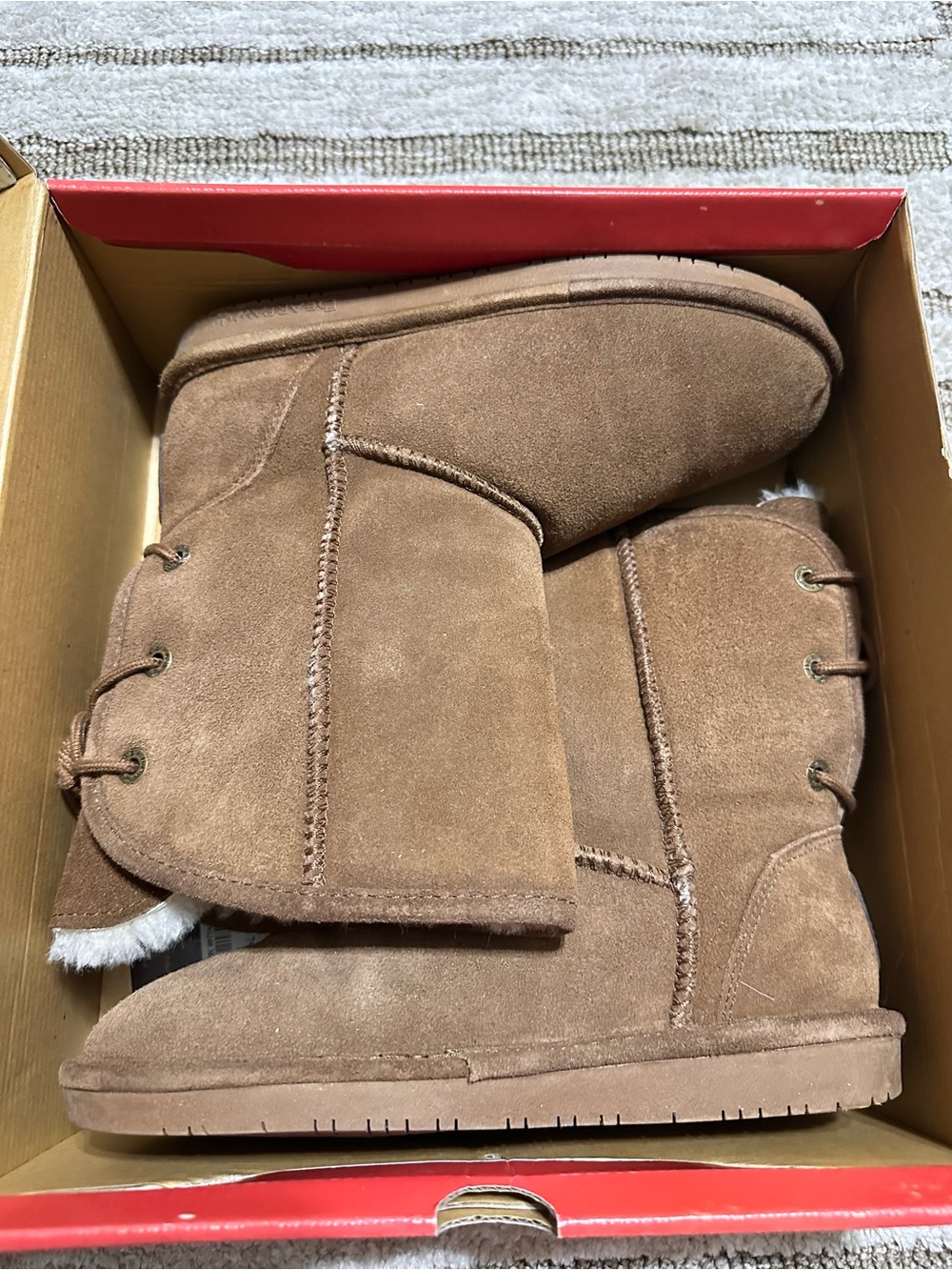 Women’s bear paw Suede Lace-Back Winter Boots - Brown